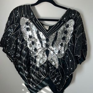 1970s Sequence Butterfly Black and Metallic Too